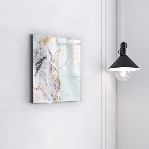 Square wall clock Pastel marble