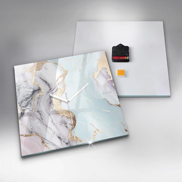 Square wall clock Pastel marble