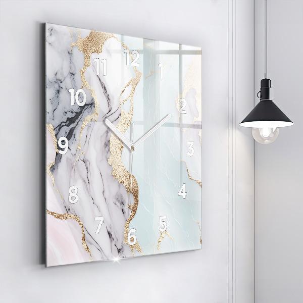 Square wall clock Pastel marble