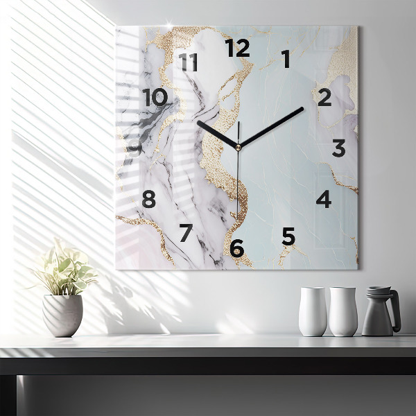 Square wall clock Pastel marble