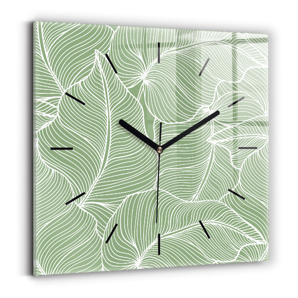 Square wall clock Leaves nature pattern