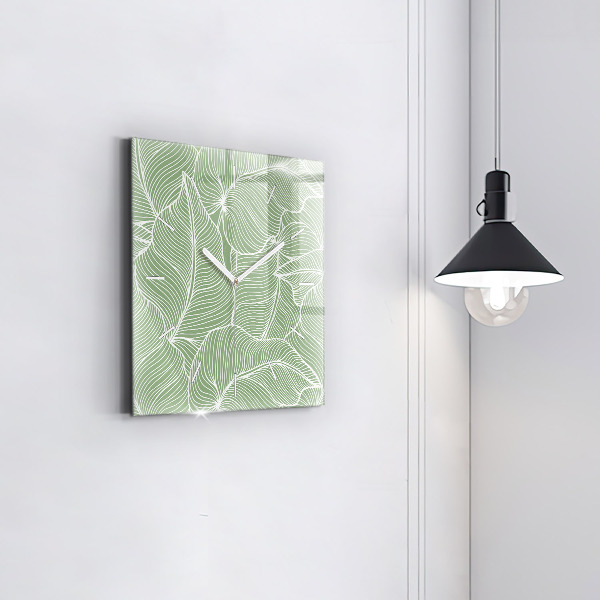 Square wall clock Leaves nature pattern