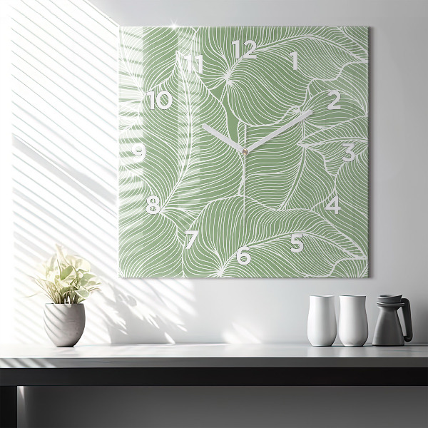 Square wall clock Leaves nature pattern