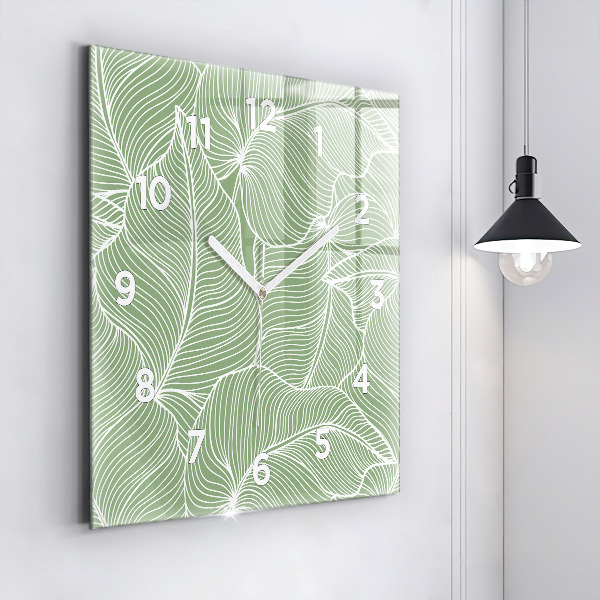 Square wall clock Leaves nature pattern
