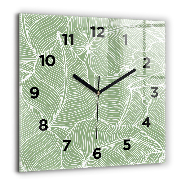 Square wall clock Leaves nature pattern