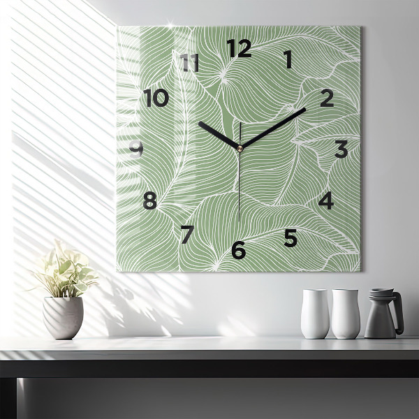 Square wall clock Leaves nature pattern