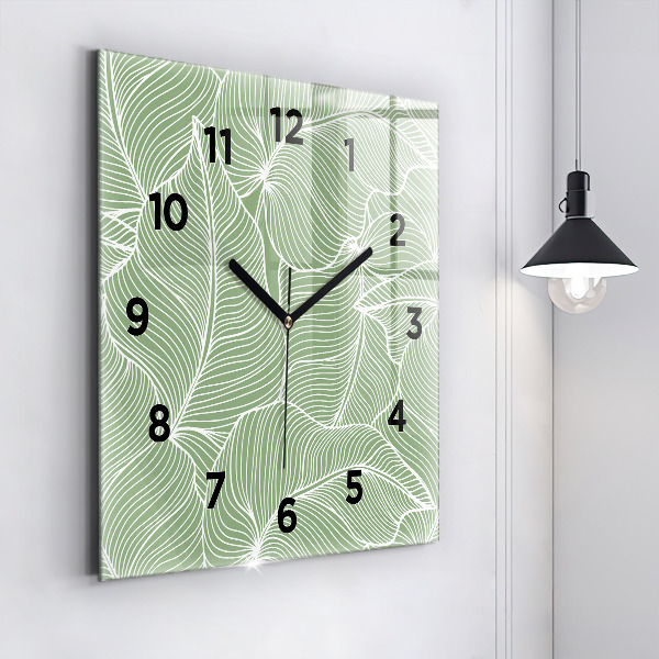 Square wall clock Leaves nature pattern