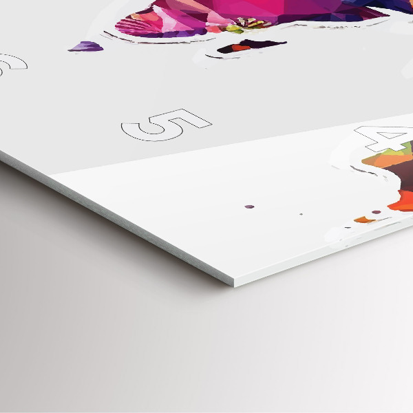 Square wall clock World map triangles