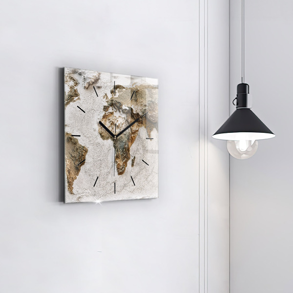 Square wall clock Old world map
