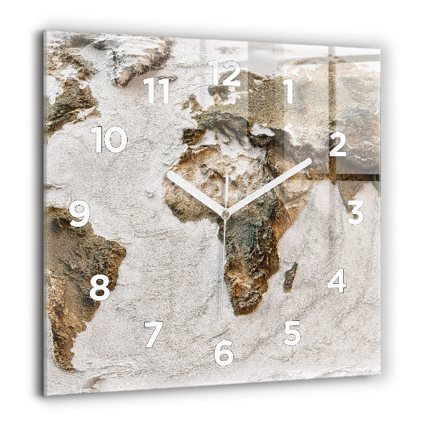 Square wall clock Old world map