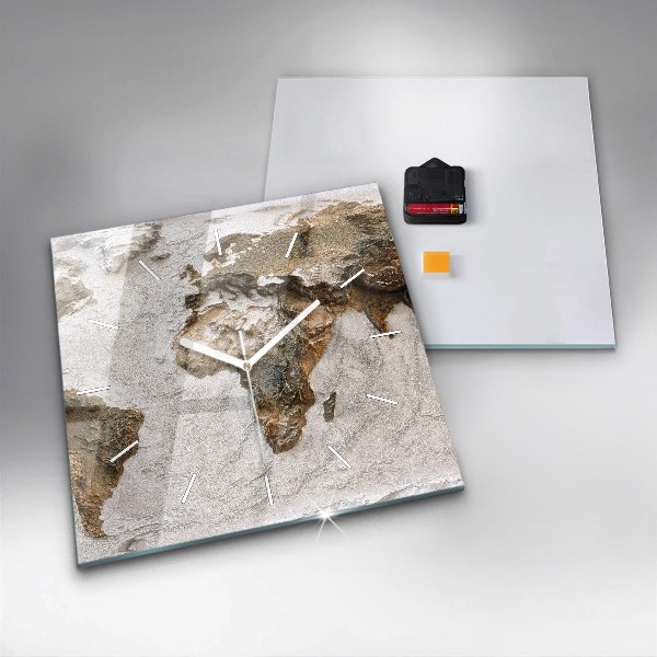 Square wall clock Old world map