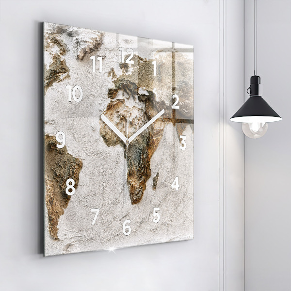 Square wall clock Old world map