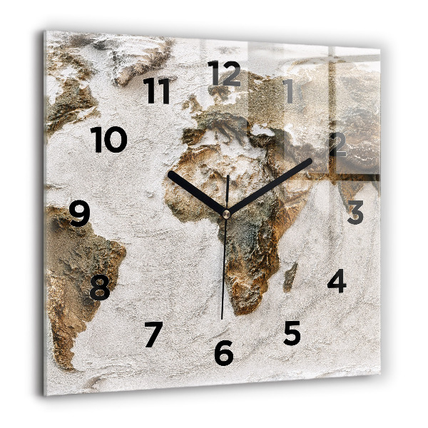 Square wall clock Old world map