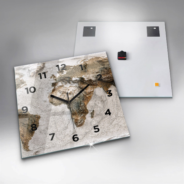 Square wall clock Old world map
