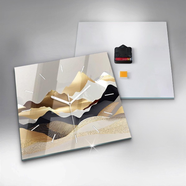Square wall clock Abstract golden mountains