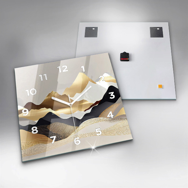 Square wall clock Abstract golden mountains