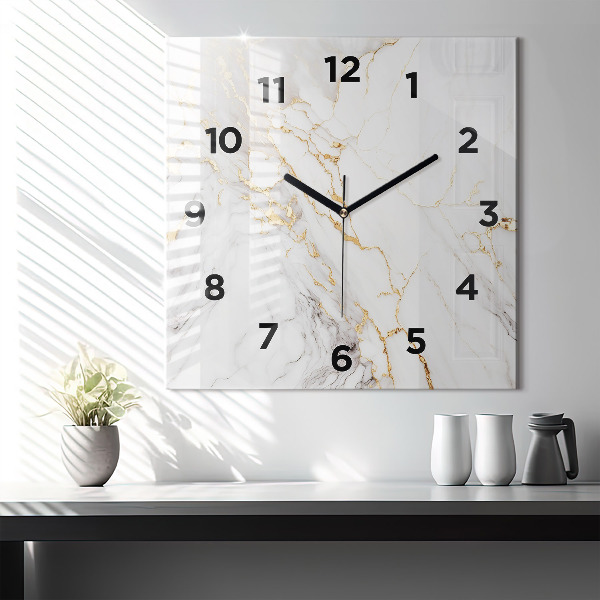 Square wall clock Decorative marble