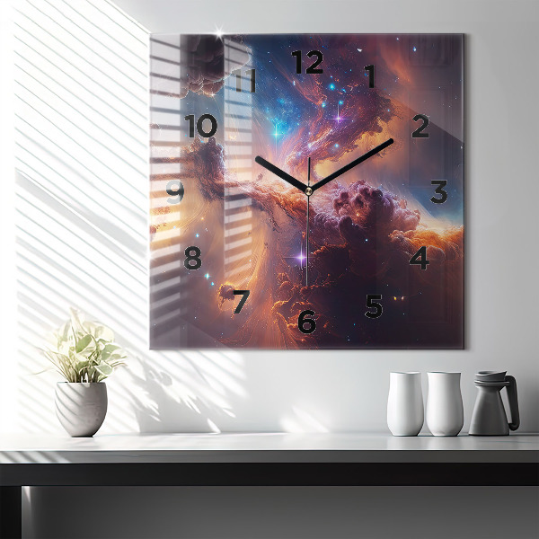 Square wall clock The cosmic world of stars