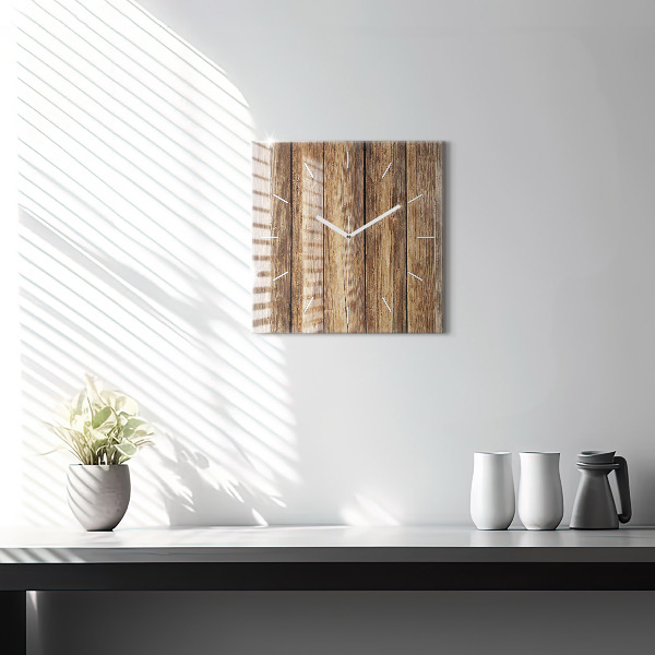 Square wall clock Wooden boards