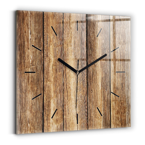 Square wall clock Wooden boards