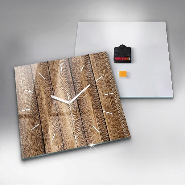Square wall clock Wooden boards