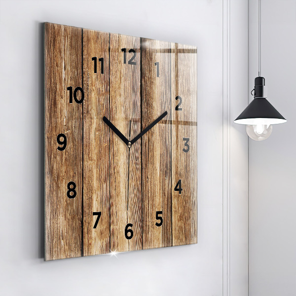 Square wall clock Wooden boards