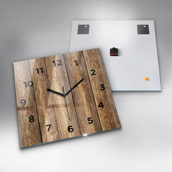 Square wall clock Wooden boards