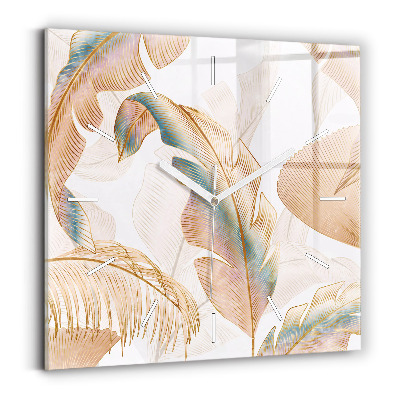 Square wall clock Nature leaf pattern