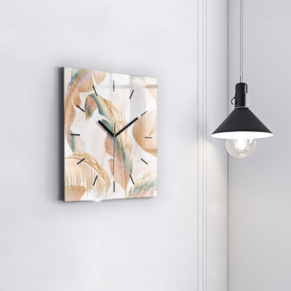 Square wall clock Nature leaf pattern