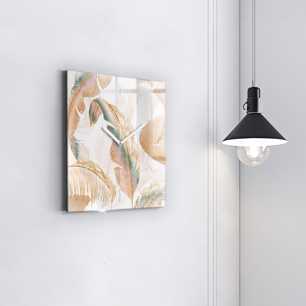 Square wall clock Nature leaf pattern