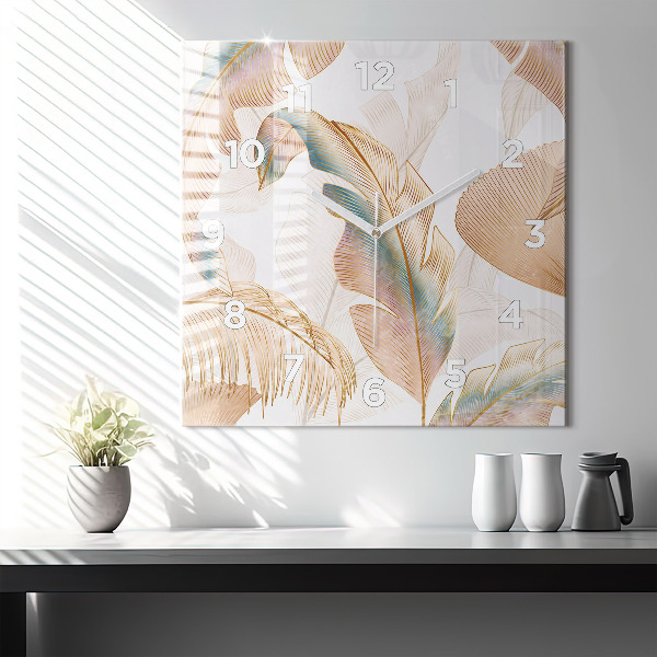 Square wall clock Nature leaf pattern