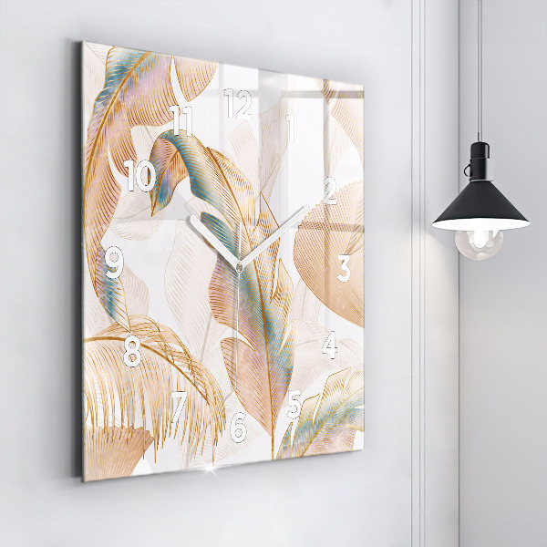 Square wall clock Nature leaf pattern