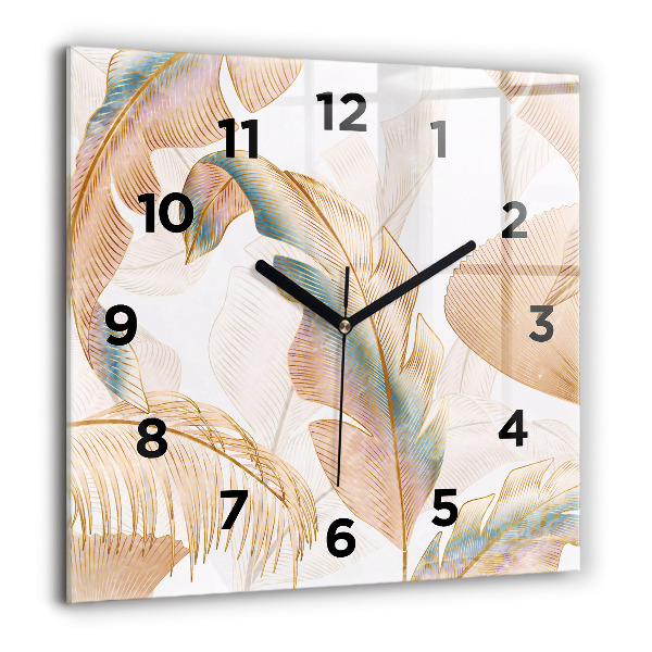 Square wall clock Nature leaf pattern