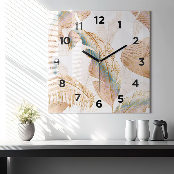 Square wall clock Nature leaf pattern