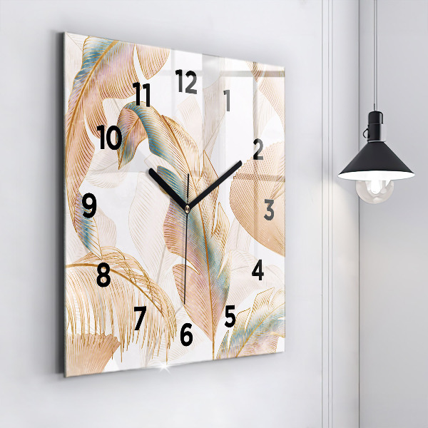 Square wall clock Nature leaf pattern