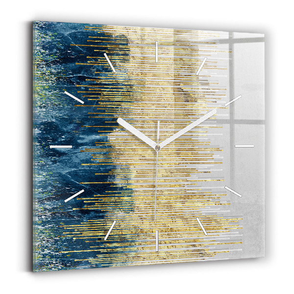 Square wall clock Decorative pattern and gold