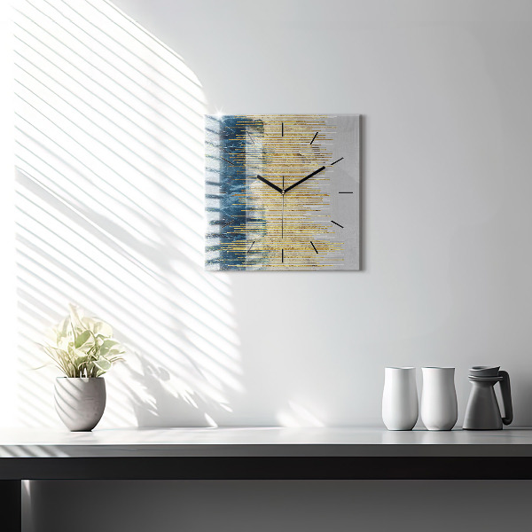 Square wall clock Decorative pattern and gold