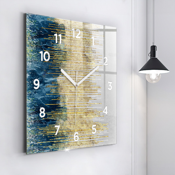 Square wall clock Decorative pattern and gold