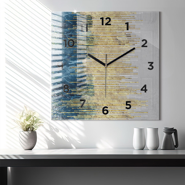 Square wall clock Decorative pattern and gold
