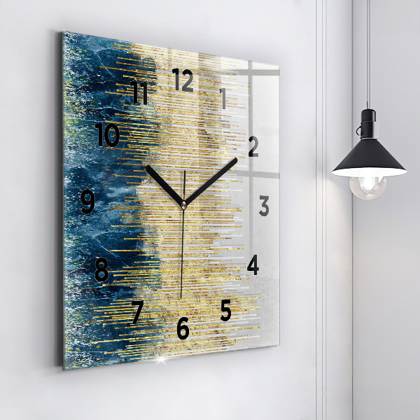 Square wall clock Decorative pattern and gold