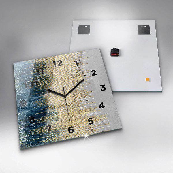 Square wall clock Decorative pattern and gold