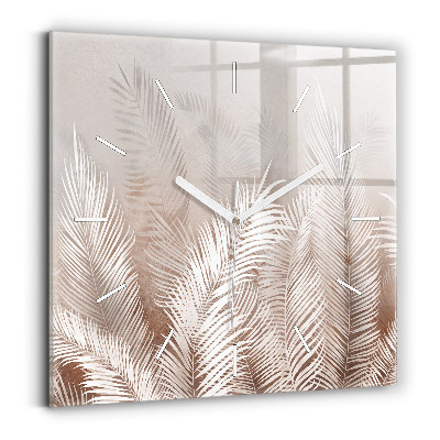 Square wall clock Tropical boho leaves