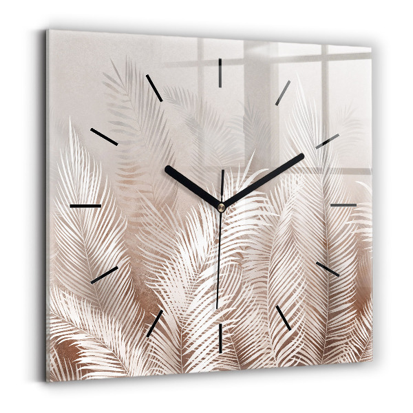 Square wall clock Tropical boho leaves