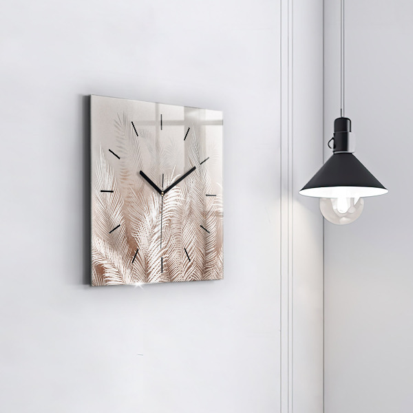 Square wall clock Tropical boho leaves