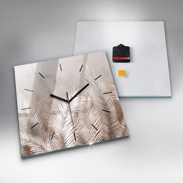 Square wall clock Tropical boho leaves