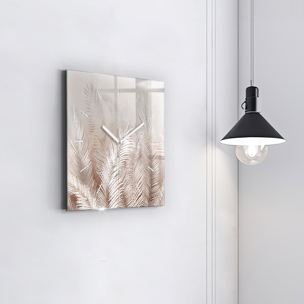 Square wall clock Tropical boho leaves