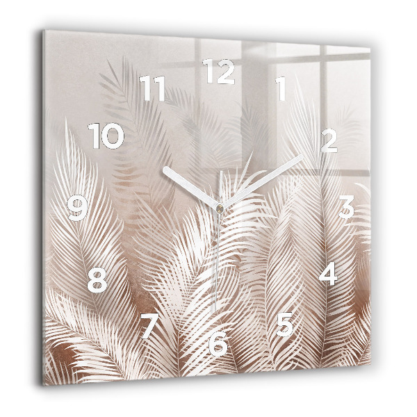 Square wall clock Tropical boho leaves