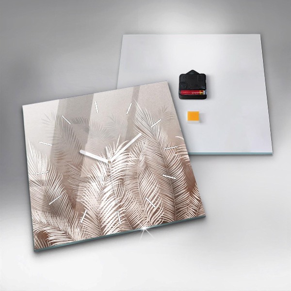 Square wall clock Tropical boho leaves