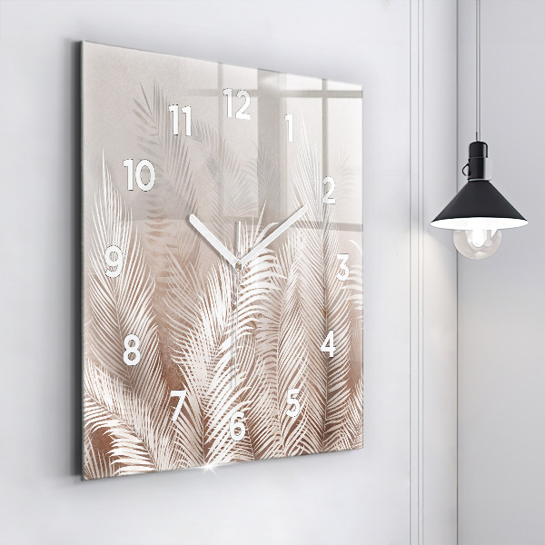 Square wall clock Tropical boho leaves