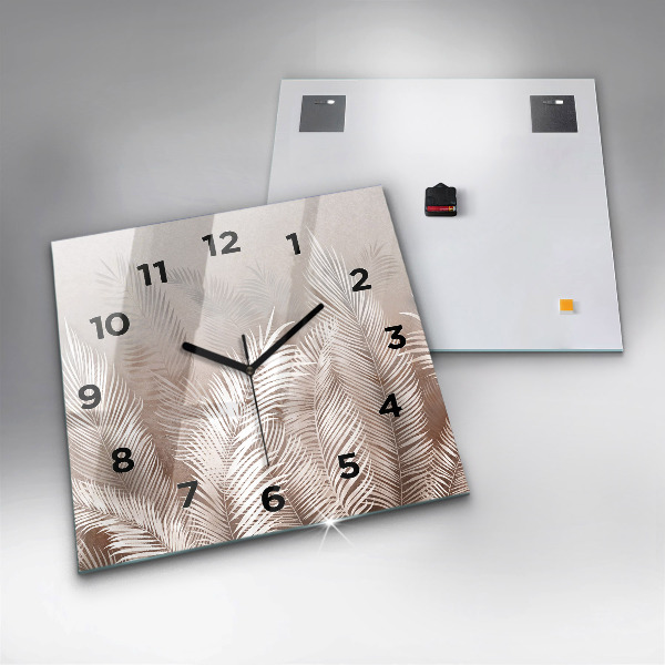 Square wall clock Tropical boho leaves